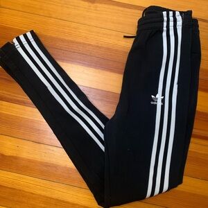 Adidas Originals high-waisted faded black and white striped tracksuit bottoms